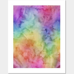 Bright Purple Green Blue Pink Pastel Rainbow Watercolor Ombre Shades Posters and Art